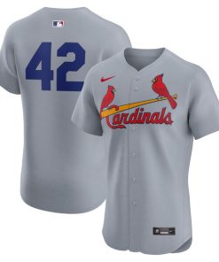 St. Louis Cardinals Nike Road 2024 Jackie Robinson Day Elite Jersey - Gray