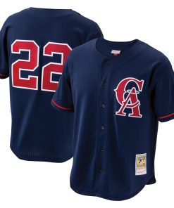 Bo Jackson California Angels Cooperstown Collection Mesh Batting Practice Button-Up Jersey - Navy