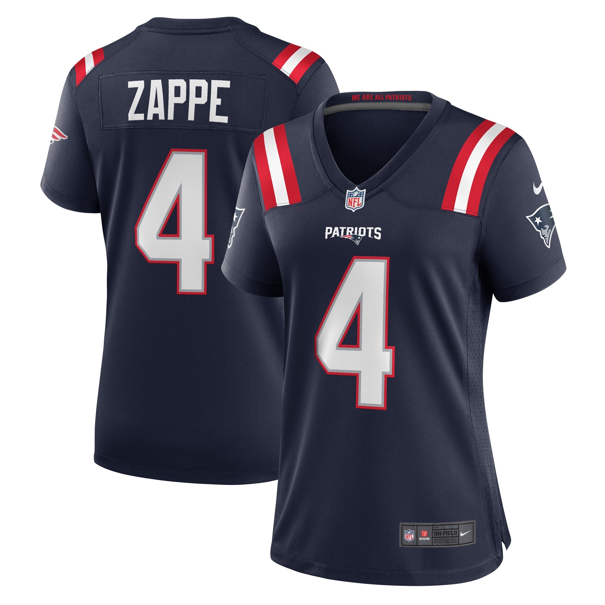 Bailey Zappe New England Patriots Nike Women's Game Player Jersey - White/Navy/Red - Image 7