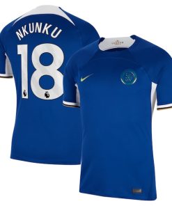 Alternative view of Christopher Nkunku Chelsea Nike 2023/24 Home Stadium Replica Jersey - Blue/Mint/Navy