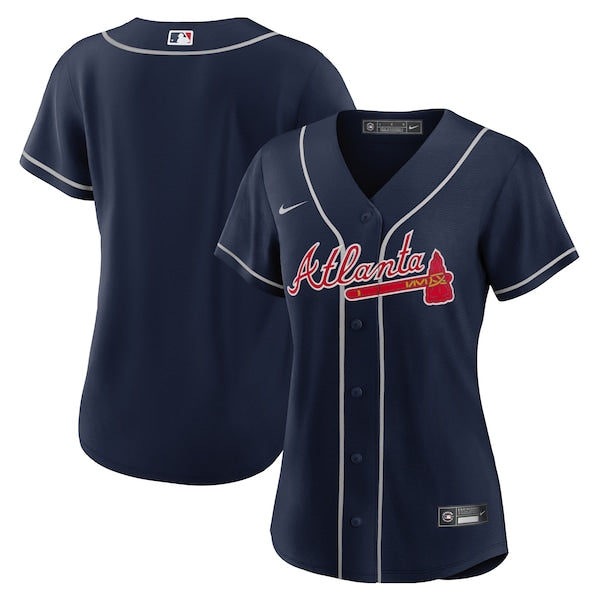 Women's Atlanta Braves Nike Navy Alternate Replica Team Jersey/White/Red - Image 3
