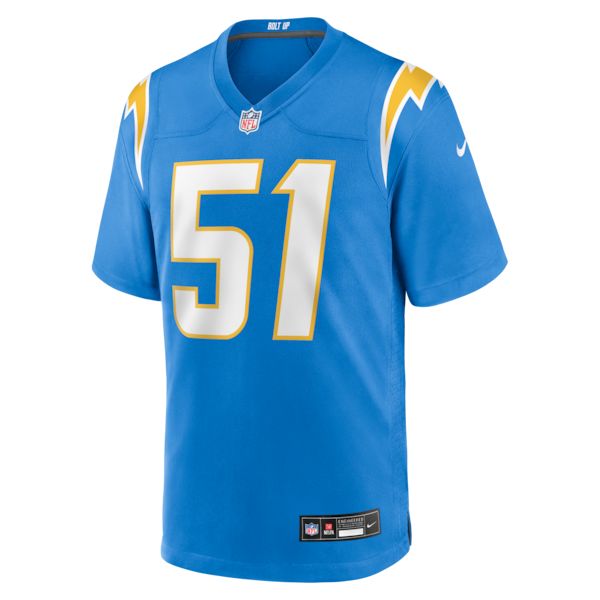 Rashad Weaver Los Angeles Chargers Nike Team Game Jersey - Powder Blue - Image 2