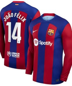 Jo?o F¨¦lix Barcelona Nike 2023/24 Home Stadium Replica Long Sleeve Player Jersey - Royal