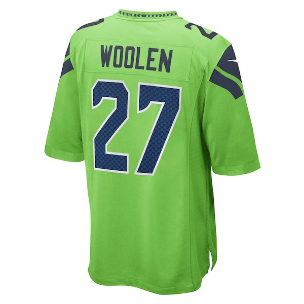 Tariq Woolen Seattle Seahawks Nike Game Jersey - Neon Green/Navy - Image 4