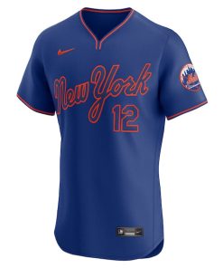 Alternative view of Francisco Lindor New York Mets Nike Alternate 2 Elite Jersey - Royal