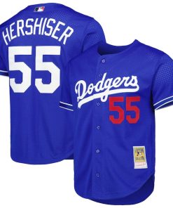 Orel Hershiser Los Angeles Dodgers  Cooperstown Collection Mesh Batting Practice Button-Up Jersey - Royal