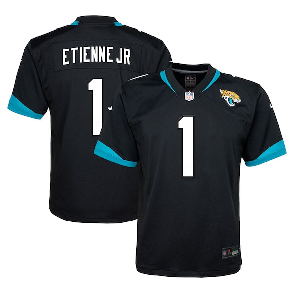 Travis Etienne Jacksonville Jaguars Nike Youth Alternate Player Game Jersey - Black - Image 2