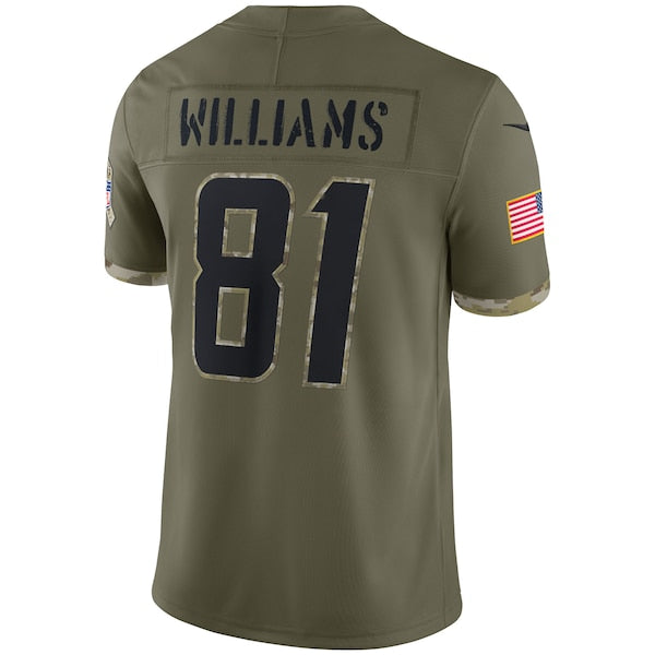 Mike Williams Los Angeles Chargers Nike 2022 Salute To Service Limited Jersey - Olive - Image 3