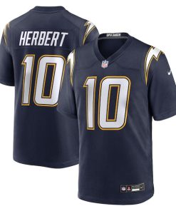 Alternative view of Justin Herbert Los Angeles Chargers Nike Alternate Super Chargers Game Player Jersey - Navy/Powder Blue/Gold