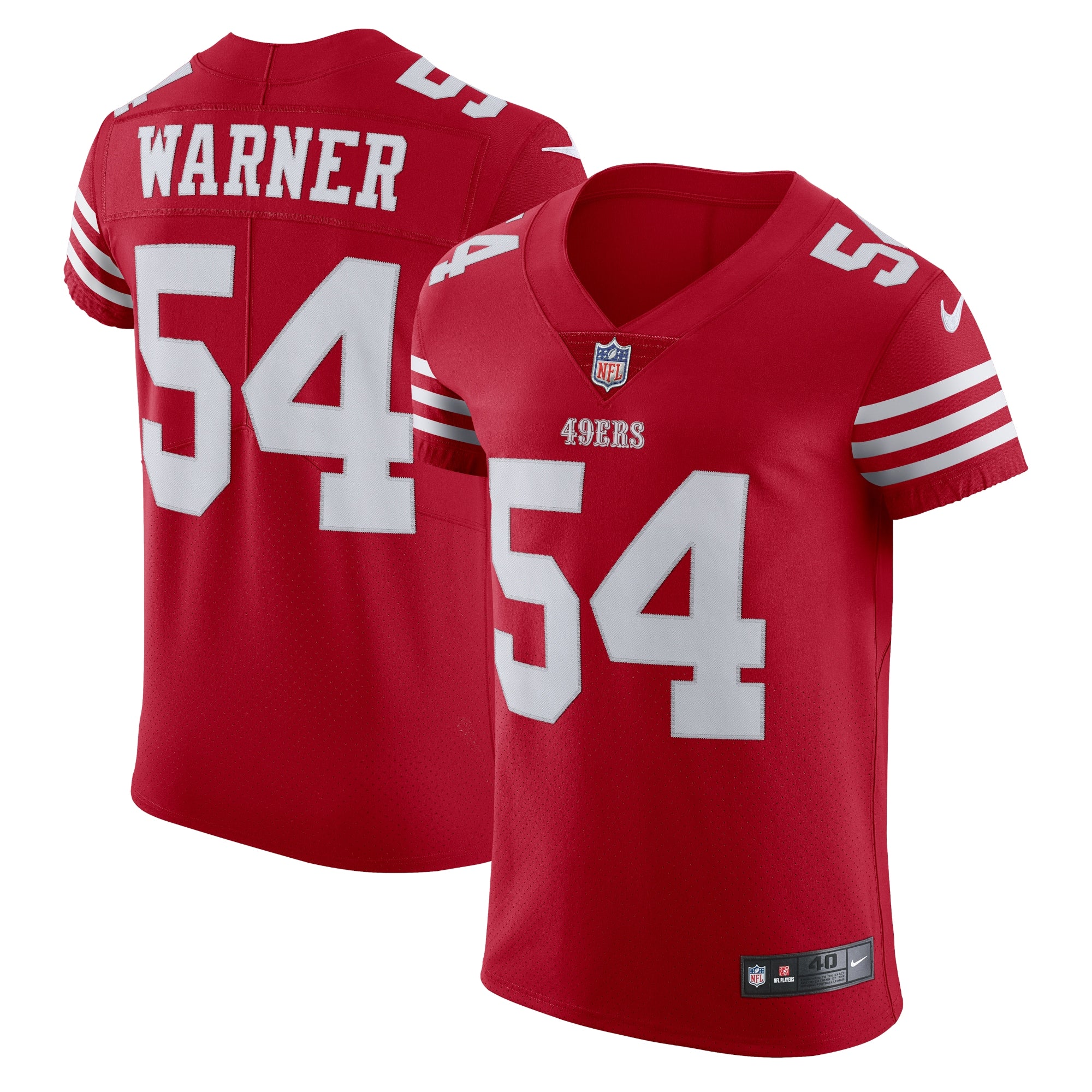 Fred Warner San Francisco 49ers Nike Vapor Elite Jersey - White/Scarlet - Image 5