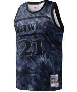 Alternative view of Dominique Wilkins Atlanta Hawks Hardwood Classics 1986/87 Tie-Dye Swingman Jersey - Black