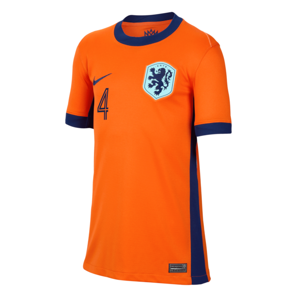 Virgil van Dijk Netherlands National Team Nike Youth 2024 Home Replica Jersey - Orange - Image 2