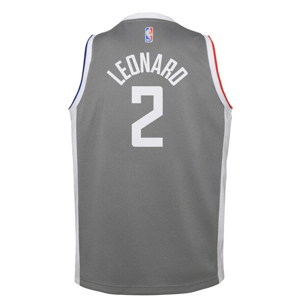 Kawhi Leonard LA Clippers Nike Youth 2020/21 Swingman Player Jersey Gray - Earned Edition - Image 3