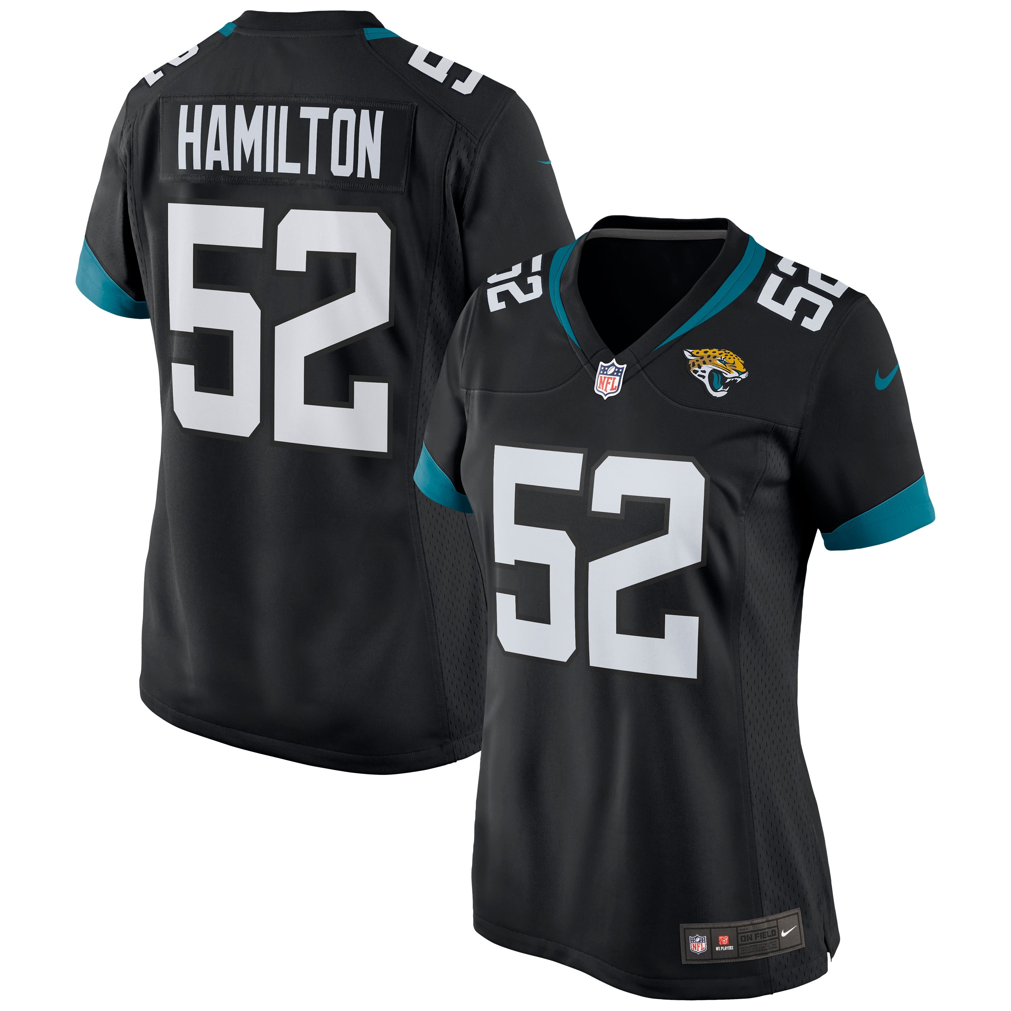 DaVon Hamilton Jacksonville Jaguars Nike Women's Game Jersey - Teal/Black - Image 5