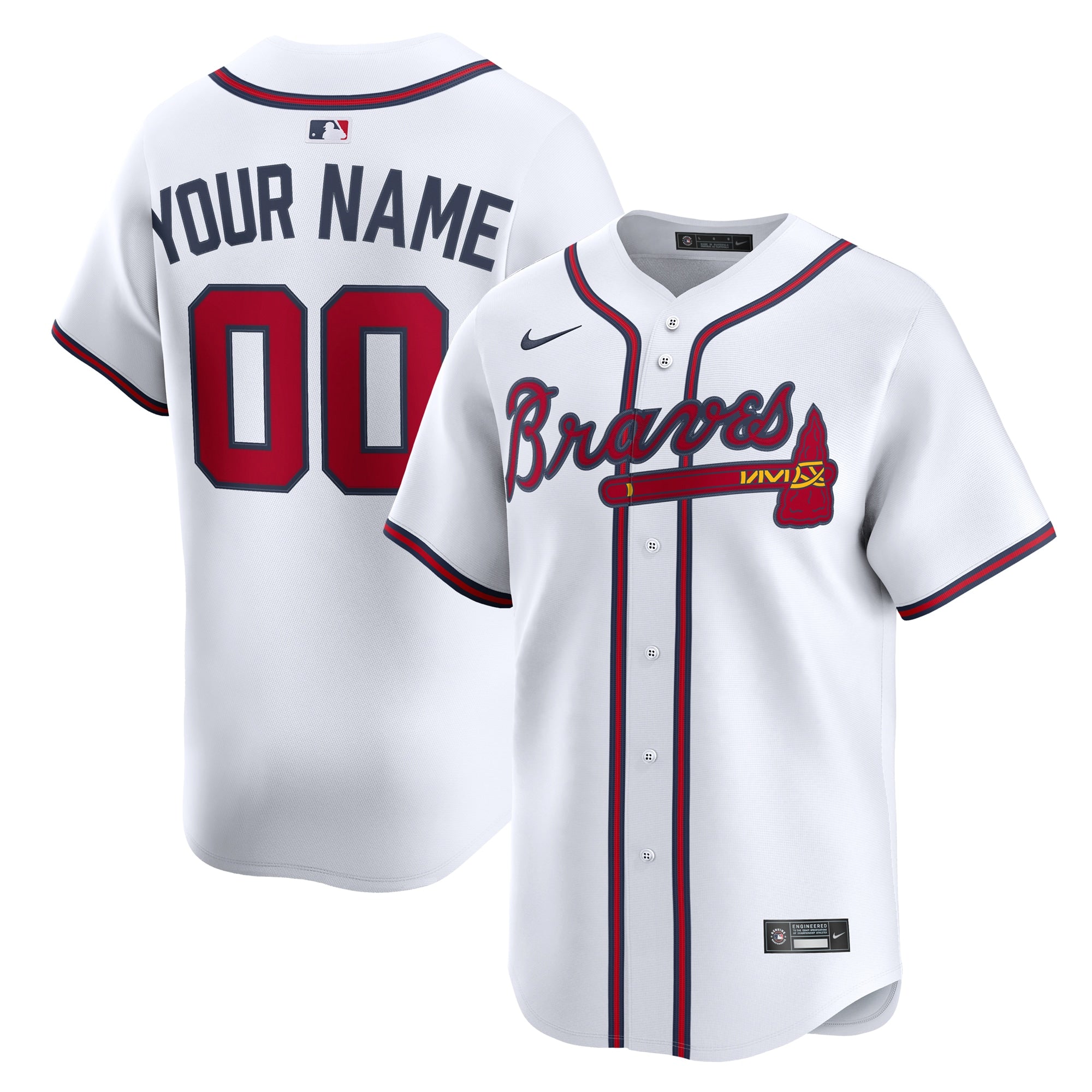 Atlanta Braves Nike Alternate Limited Custom Jersey - Red/White - Image 6