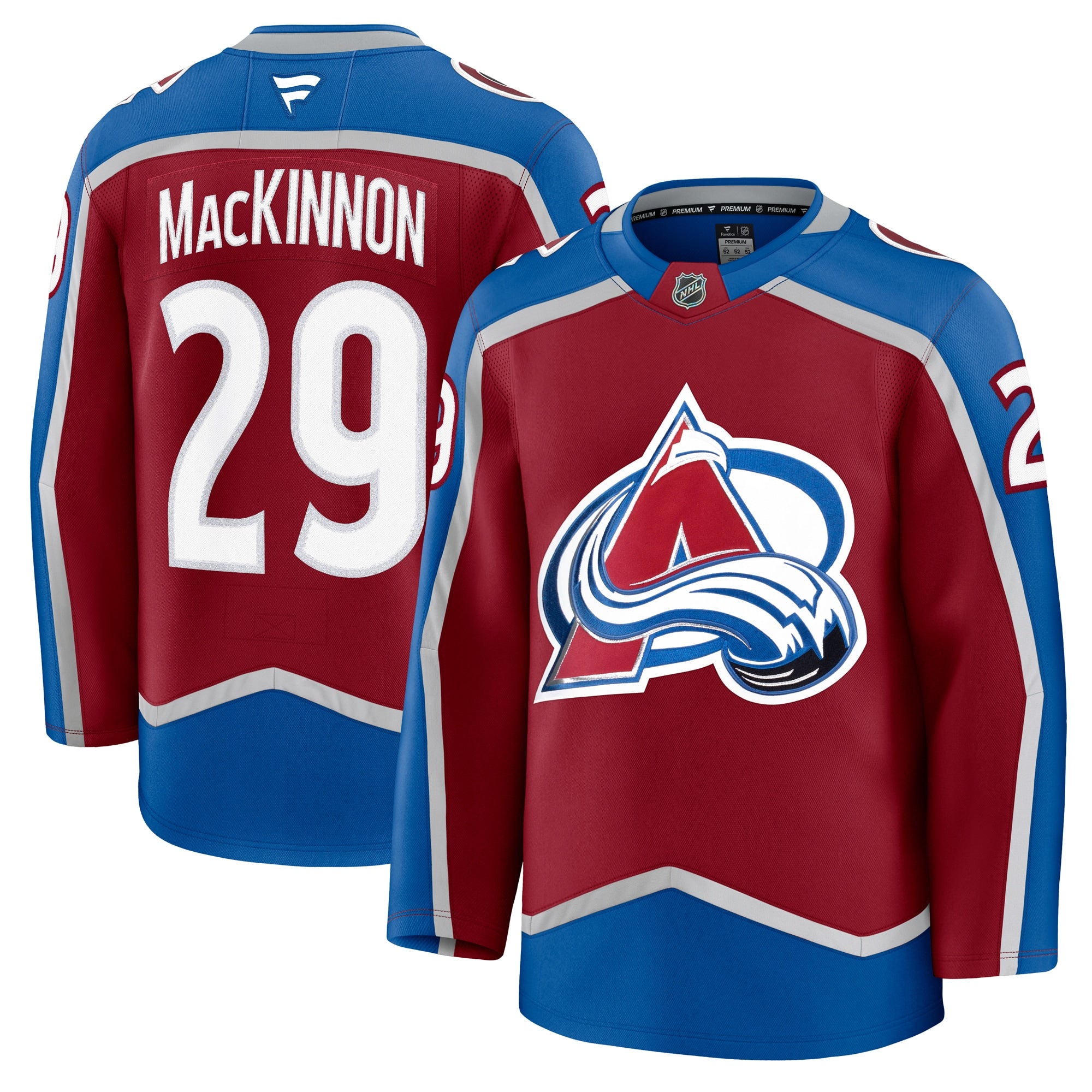 Nathan MacKinnon Colorado Avalanche Away Premium Jersey - White/Navy/Burgundy - Image 9