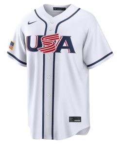 Alternative view of Men's USA Baseball Brice Turang Nike White 2026 World Baseball Classic Home Stadium Jersey