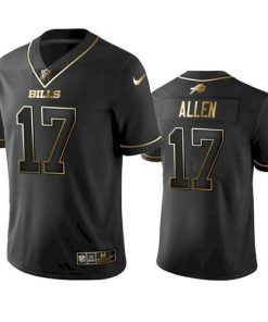 Men's Buffalo Bills Josh Allen Nike Platinum Retro Gold Edition Limited Jersey - Black
