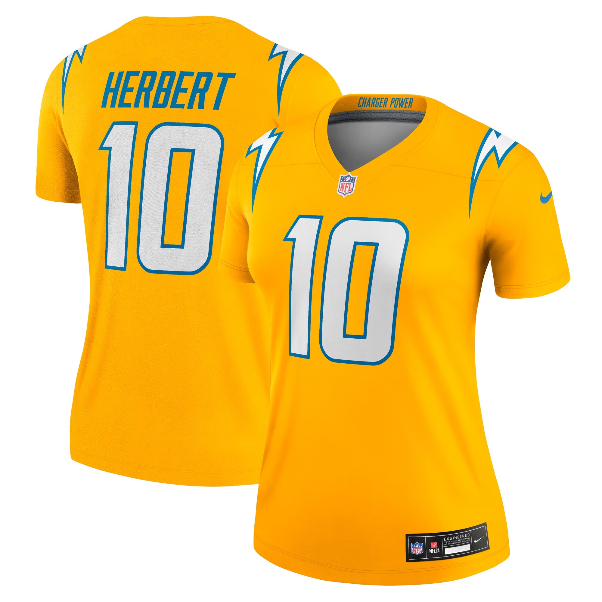 Justin Herbert Los Angeles Chargers Nike Women's Alternate Super Chargers Legend Player Performance Top - Navy/Gold - Image 6