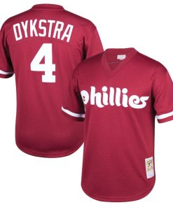 Lenny Dykstra Philadelphia Phillies Youth Cooperstown Collection Mesh Batting Practice Jersey - Burgundy