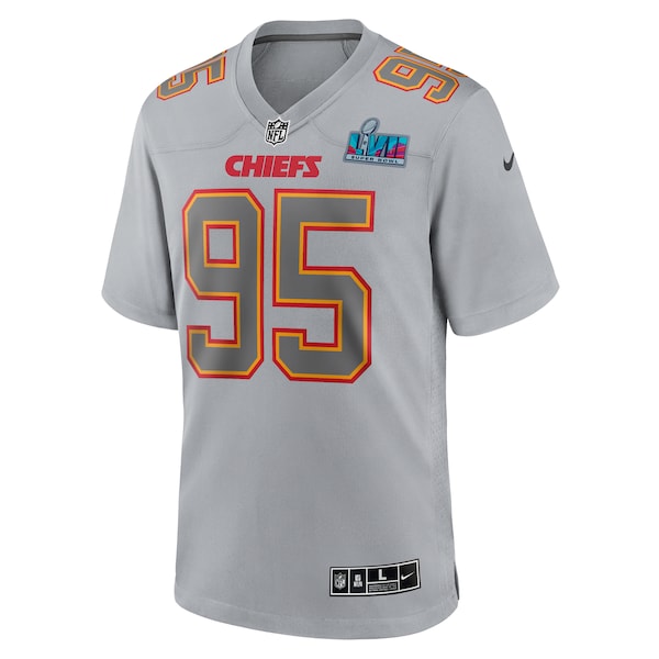 Chris Jones Kansas City Chiefs Nike Super Bowl LVII Patch Atmosphere Fashion Game Jersey - Gray - Image 2