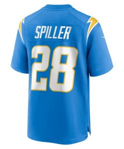 Alternative view of Isaiah Spiller Los Angeles Chargers Nike Game Jersey - Powder Blue