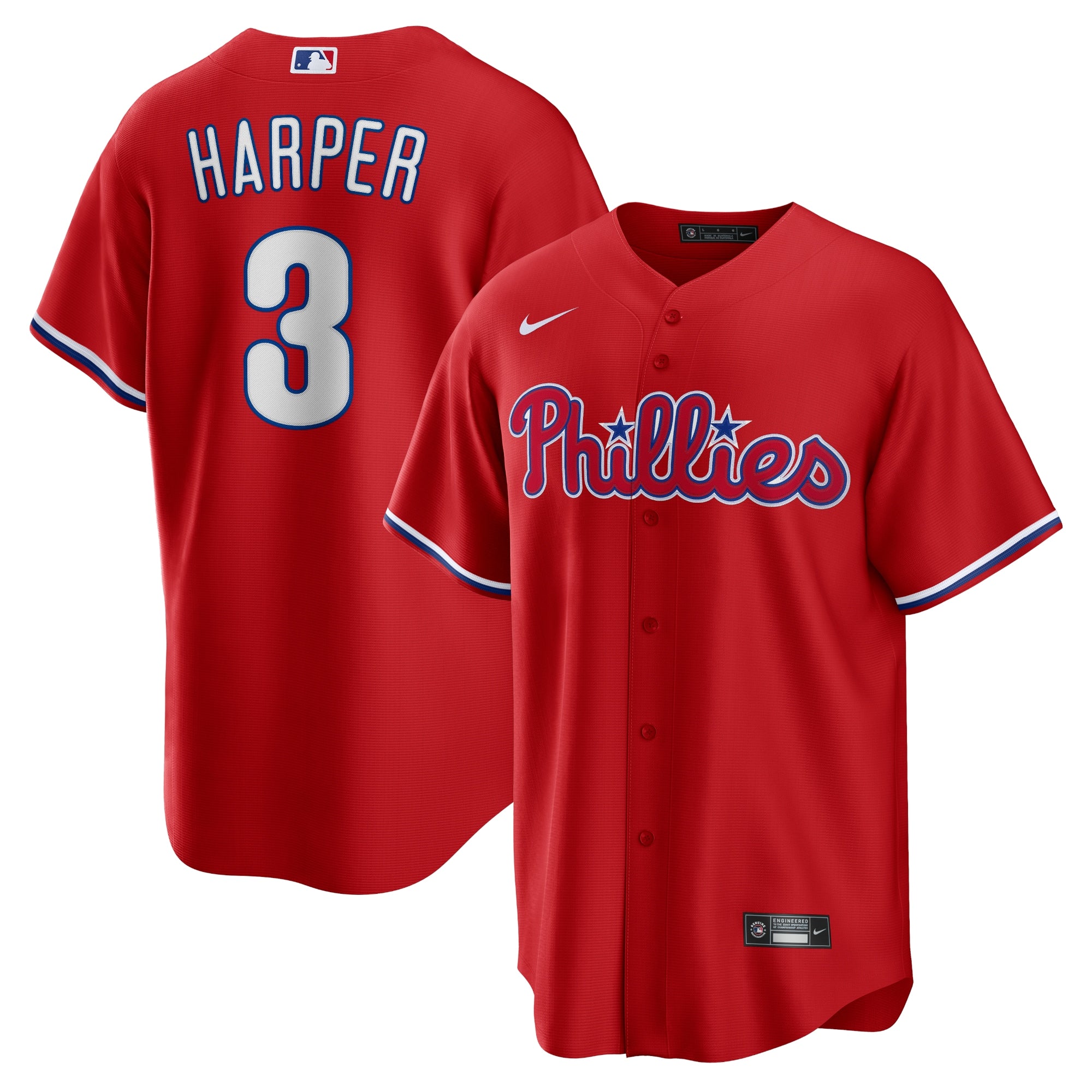 Bryce Harper Philadelphia Phillies Nike Alternate Replica Player Name Jersey - Cream/Red/White - Image 7