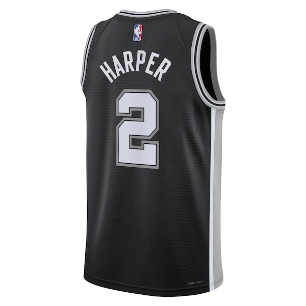 Dylan Harper San Antonio Spurs Nike Unisex 2025 NBA Draft First Round Pick Swingman Jersey - Icon Edition - Black - Image 3