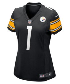 Alternative view of Number 1 Bride Pittsburgh Steelers Nike Women's Game Jersey - Black