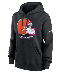 Alternative view of Cleveland Browns Nike Women's 2024 NFL Crucial Catch Club Pullover Hoodie - Black