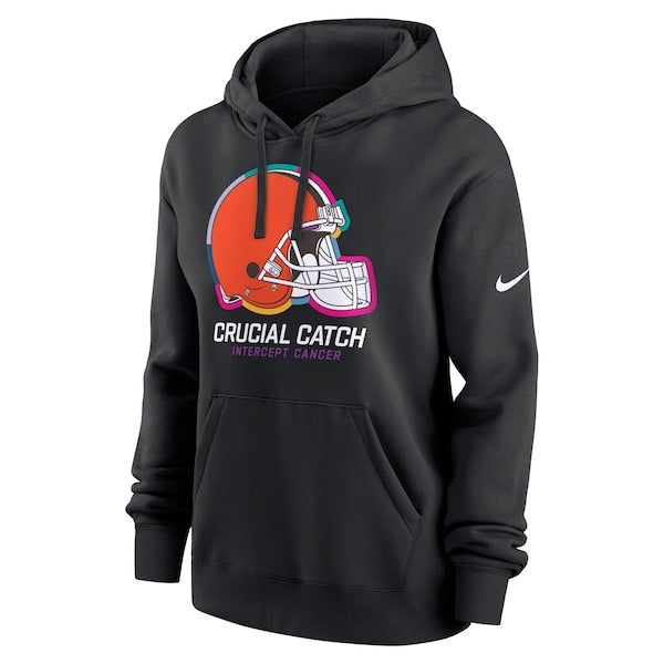 Cleveland Browns Nike Women's 2024 NFL Crucial Catch Club Pullover Hoodie - Black - Image 2