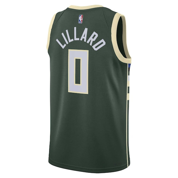 Damian Lillard Milwaukee Bucks Nike Unisex Swingman Jersey - Icon Edition - Hunter Green - Image 3
