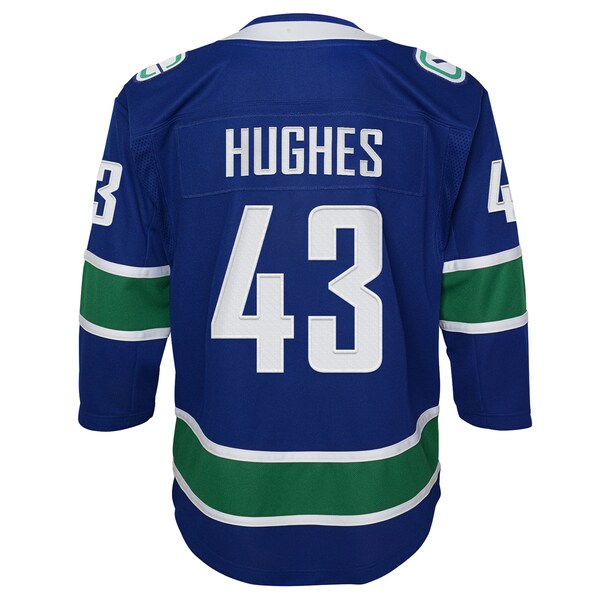 Quinn Hughes Vancouver Canucks Youth Home Premier Player Jersey - Blue - Image 4