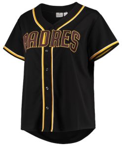 Alternative view of San Diego Padres Women's Plus Size Pop Fashion Button-Up Jersey - Black/Brown