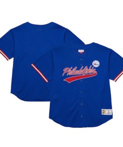 Philadelphia 76ers Hardwood Classics On The Clock Mesh Fashion Baseball Jersey - Royal