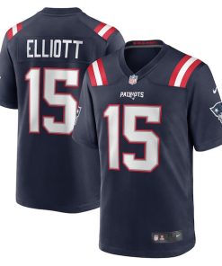 Alternative view of Ezekiel Elliott New England Patriots Nike Game Player Jersey - Navy/Red/White