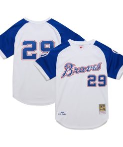 Alternative view of John Smoltz Atlanta Braves 2004 Cooperstown Collection Authentic Throwback Jersey - White