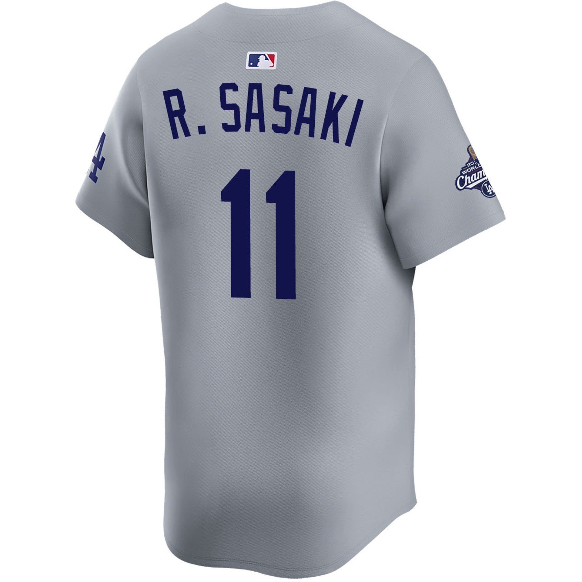 Roki Sasaki Los Angeles Dodgers Nike 2025 World Series Champions Limited Player Jersey - Grey - Image 3