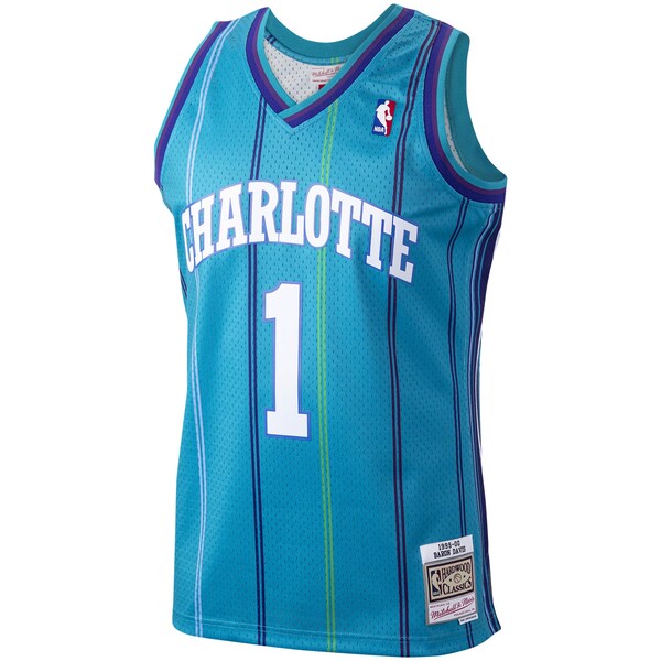 Baron Davis Charlotte Hornets 1999/00 Hardwood Classics Swingman Jersey - Teal - Image 2