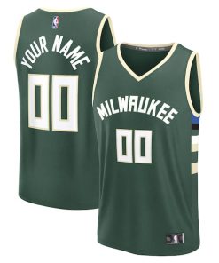 Milwaukee Bucks  Fast Break Custom Jersey - Icon Edition - Green/White
