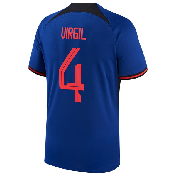 Virgil Van Dijk Netherlands National Team Nike 2022/23 Away Breathe Stadium Replica Player Jersey - Blue - Image 3