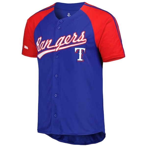 Texas Rangers Stitches Button-Down Raglan Fashion Jersey - Royal - Image 2