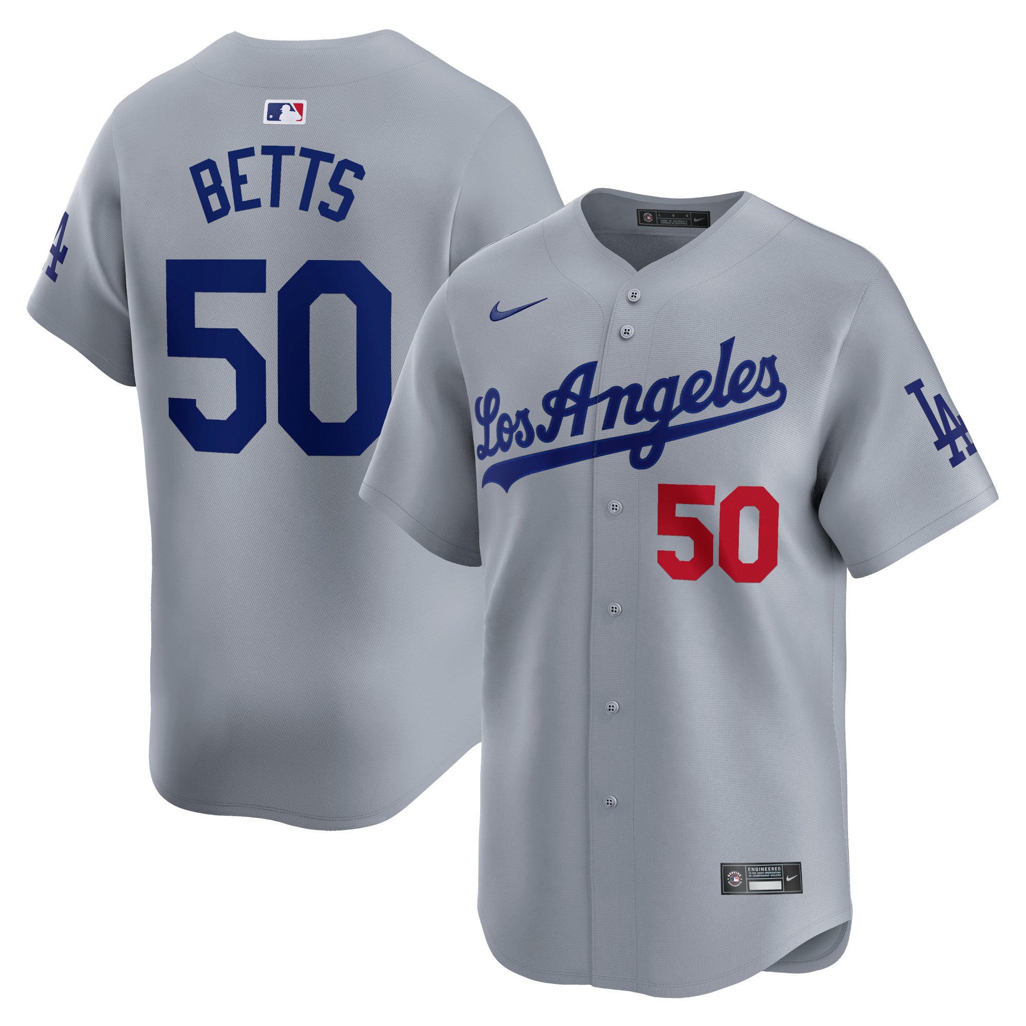 Mookie Betts Los Angeles Dodgers Nike Home Limited Player Jersey - White/Gray - Image 6