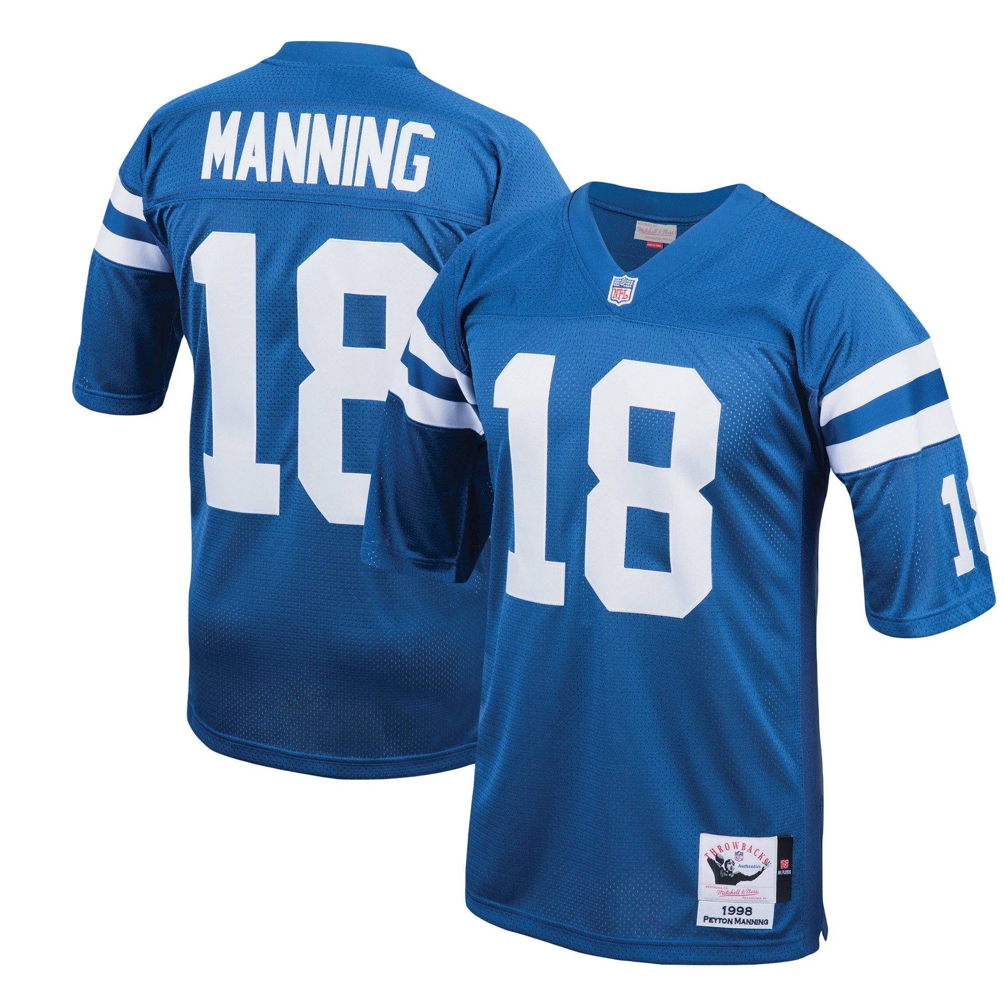 Peyton Manning Indianapolis Colts 2006 Authentic Throwback Retired Player Jersey - White/Royal - Image 6