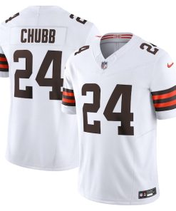 Alternative view of Nick Chubb Cleveland Browns Nike Vapor F.U.S.E. Limited Jersey - White/Brown