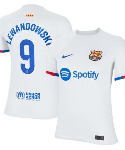 Robert Lewandowski Barcelona Nike Youth 2023/24 Away Replica Jersey - White