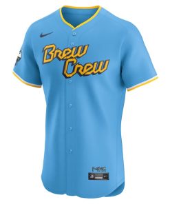 Alternative view of Milwaukee Brewers Nike City Connect Elite Jersey - Powder Blue