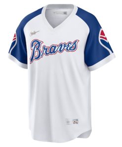 Alternative view of Hank Aaron Atlanta Braves Nike Home Cooperstown Collection Player Jersey - White
