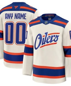 Alternative view of Edmonton Oilers  Alternate Premium Custom Jersey - Light Beige/Royal/White