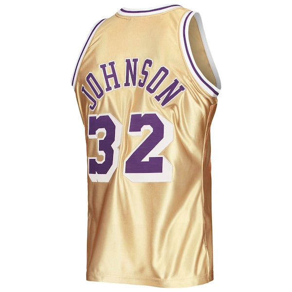 Magic Johnson Los Angeles Lakers 75th Anniversary 1984/85 Hardwood Classics Swingman Jersey - Gold - Image 3